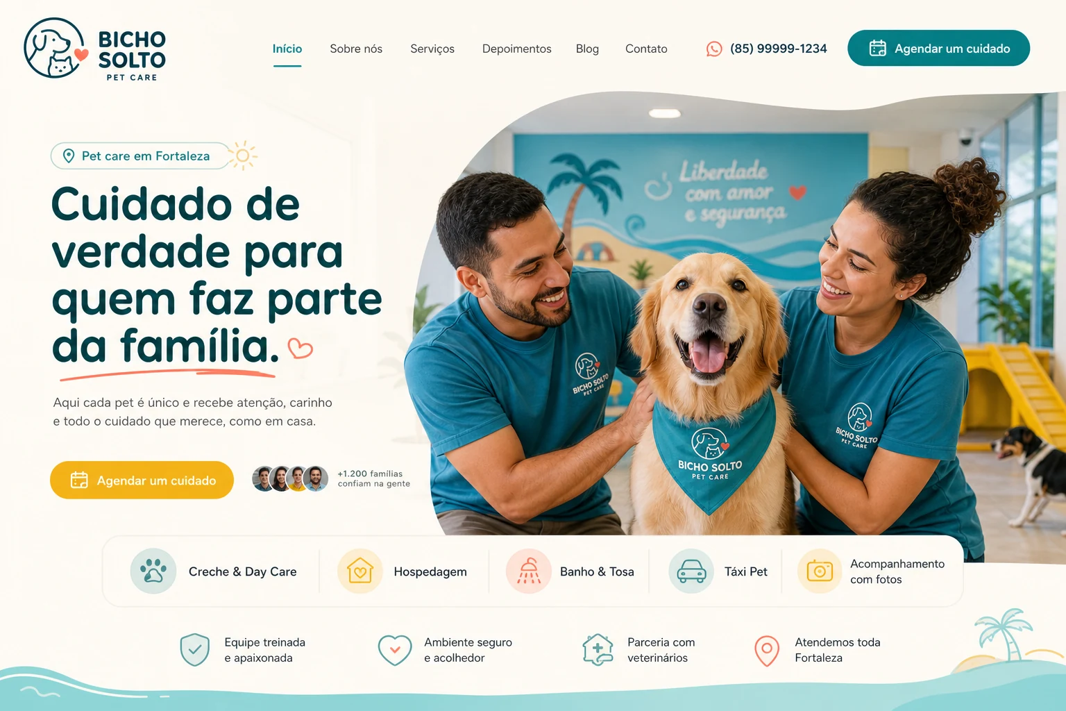 Prévia do site conceitual da Bicho Solto Pet Care