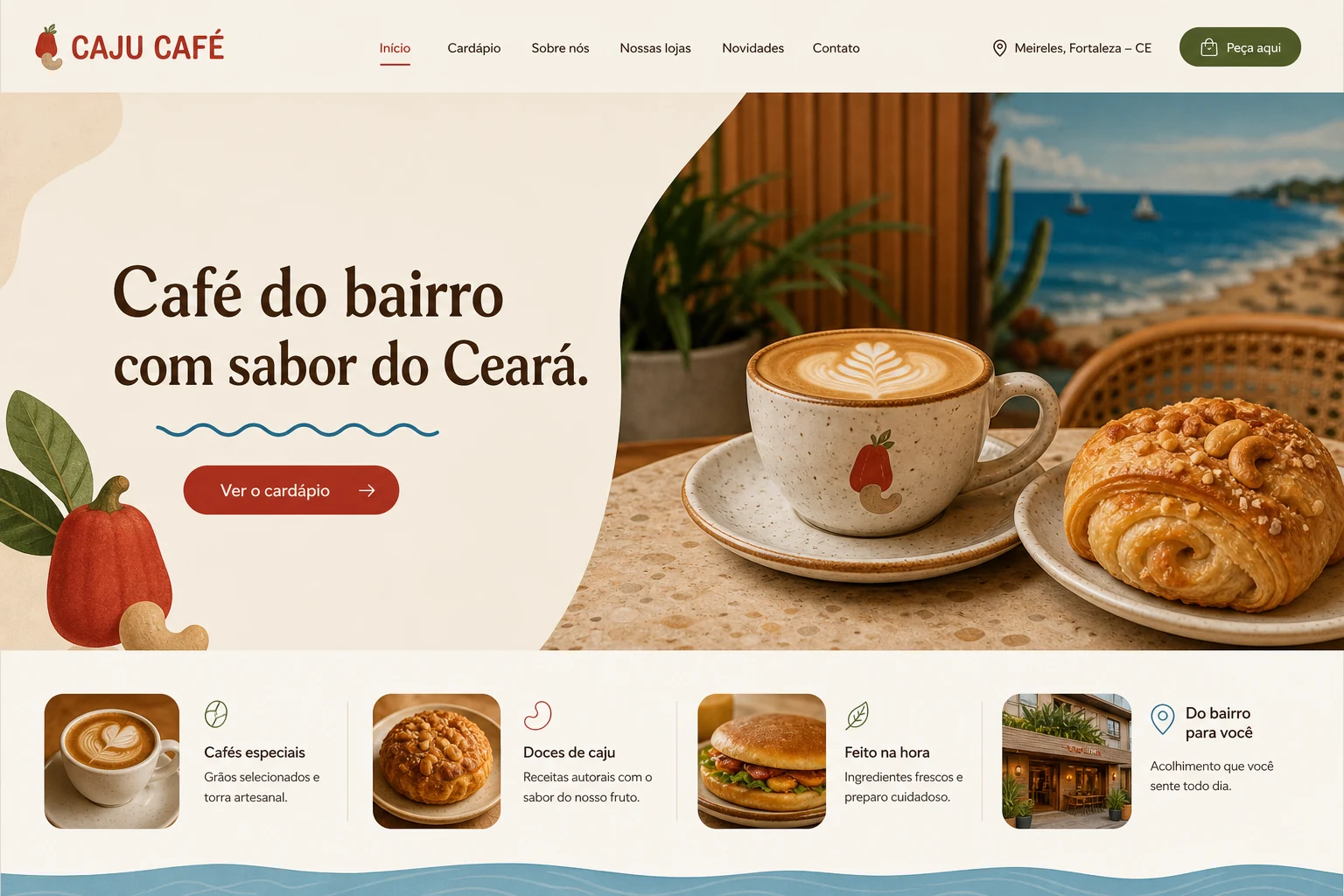 Prévia do site conceitual da Caju Café