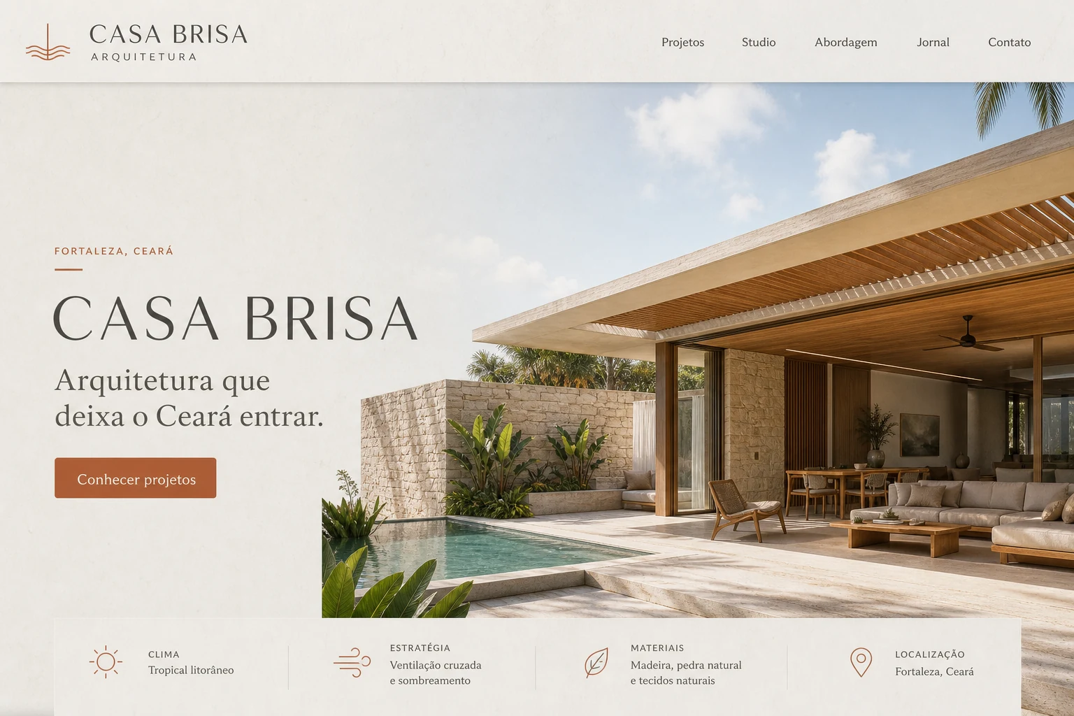 Prévia do site conceitual da Casa Brisa Arquitetura