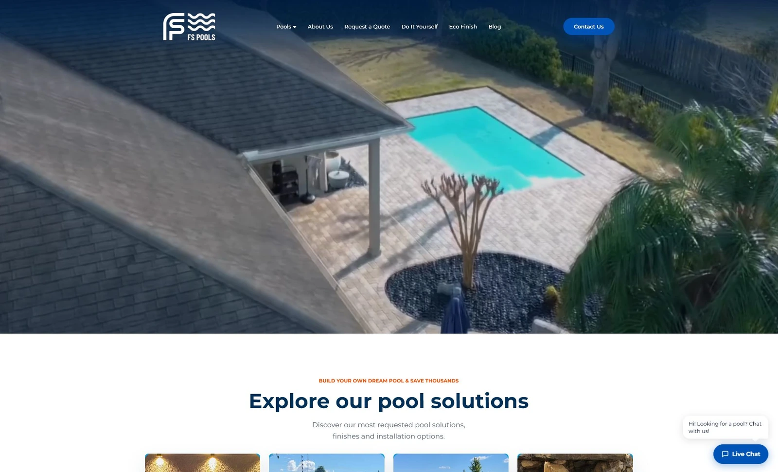 Site institucional internacional da FS Swimming Pools