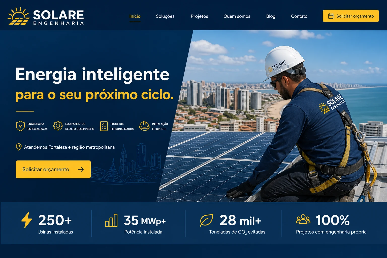 Prévia do site conceitual da Solare Engenharia